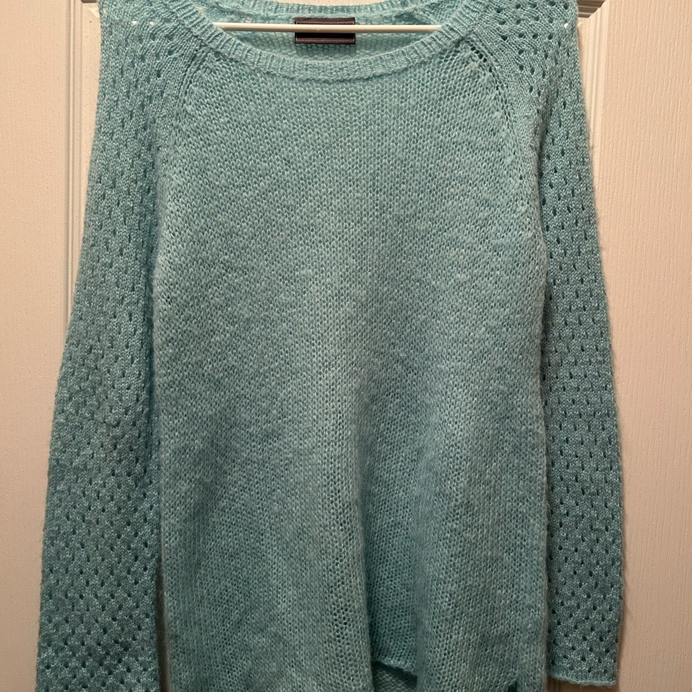 Wooden Ships Blue Crew Neck Sweater with Cozy Texture and Relaxed Fit